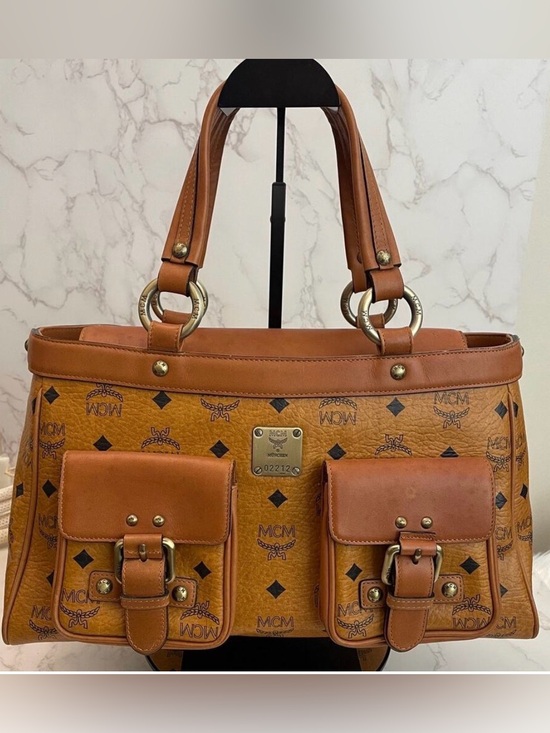 MCM Handbags - MCM Vintage Top Handle Satchel / Tote Cognac Visetos Monogram Pre-Owned
